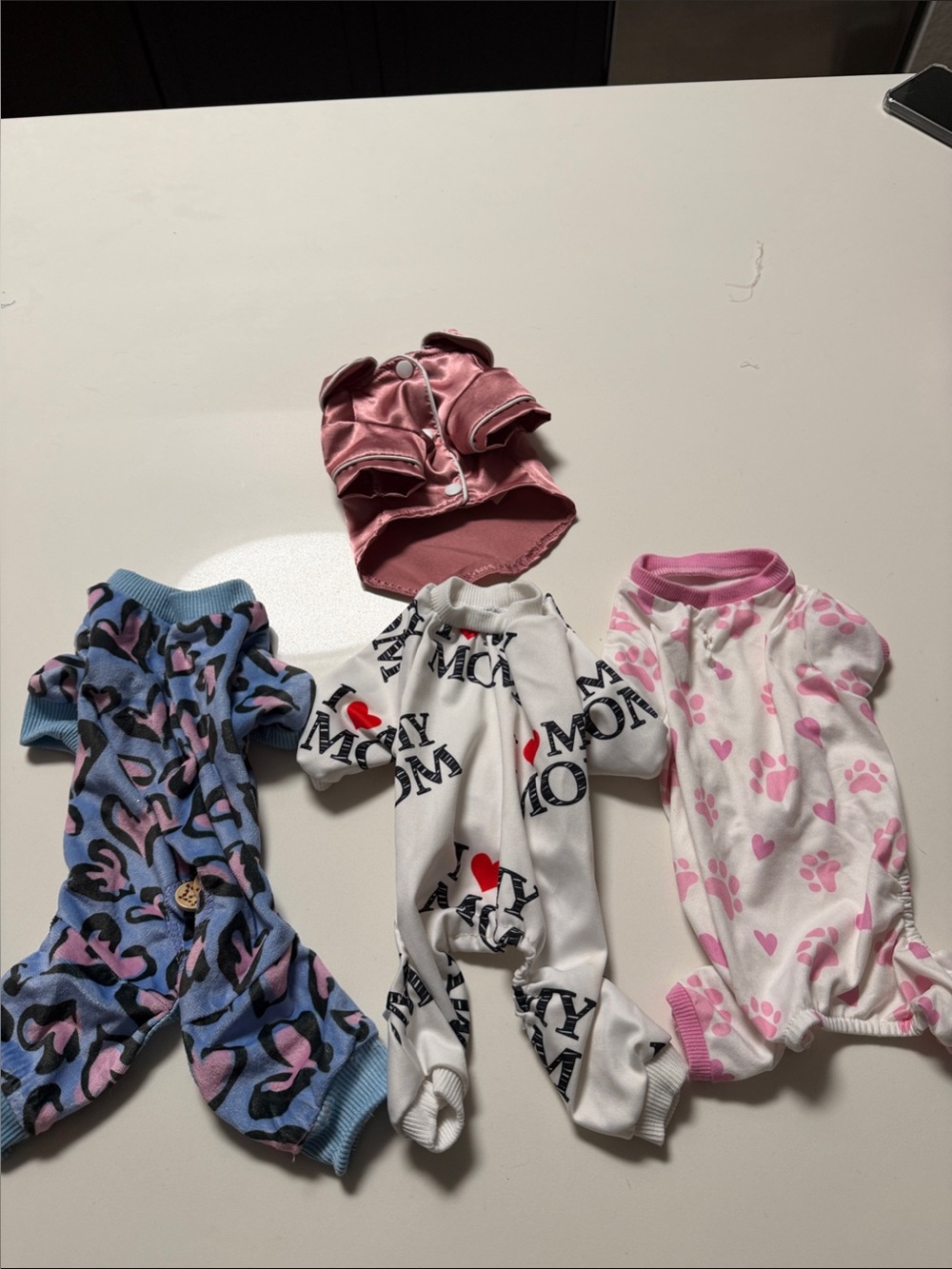 Xmall Pj for dogs One-Piece Sleepers Bundle - Pink, White, Blue Patterns